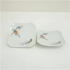 有田焼　酒井田柿右衛門造　染錦花鳥四方皿2客 和食器 おしゃれ かわいい 和食 洋食 プレート 角皿 料理 飲食店 料亭 居酒屋 カフェ 来客
