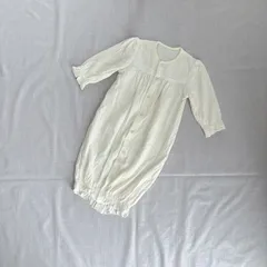 極美品 日本製 赤ちゃんの城 女の子 男の子 赤ちゃん ベビー 子供用 セレモニードレス 退院着 2way カバーオール 50 - 70㎝ 3 - 9kg ホワイト アイボリー 綿100% かわいい おしゃれ