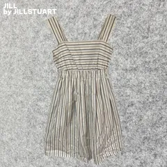 JILL by JILLSTUART ストライプサロペスカート ホワイト/ネイビー Mサイズ