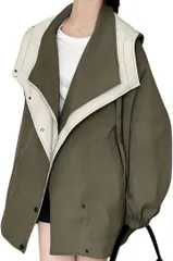 Kopi ブルゾン ジャンパー ゆったり レディース 韓国 カジュアル かわいい アウター きれいめ アウトドア 個性的 (グリーン,  M)