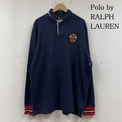 美品】古着 ラルフローレン ラガーシャツ クレストワッペン ネイビー L