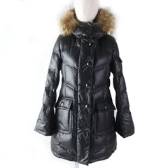 美品☆BURBERRY BLUE LABEL バーバリーブルーレーベル FRF09-693-09 ラクーンファー・フード付 ダウンコート ブラック 40 正規品 レディース