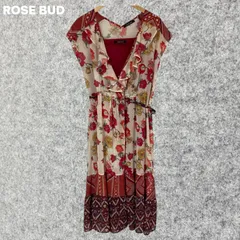 ROSE BUD フラワー柄切替ワンピース ペチコートち付き Fサイズ