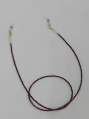 HAT5-003　ビーズ＊グラスコード(約69cm)　2WAY　メガネチェーン　マスクストラップ　赤×青　パール　シンプルデザイン