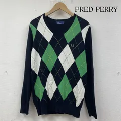 フレッドペリー アーガイル ウール ニット Vネック セーター 長袖 ワンポイント ロゴ 刺繍 メンズ S ISItems【USED】【古着】【中古】50141496