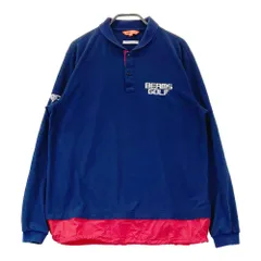 サイズ：L BEAMS GOLF ビームスゴルフ  異素材切替 長袖ポロシャツ  ネイビー系 [240101526849] ゴルフウェア メンズ ストスト