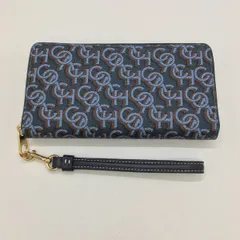 ◎◎COACH コーチ ラウンドファスナー財布　シグネチャー モノグラム プリント CF521 ネイビー