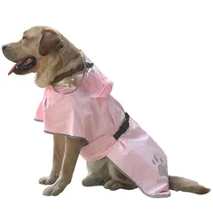 新品 犬用レインコート、防水反射、調節可能なフード付きポンチョ、二重層、小・中・大型犬用、リーシュホール付き (ピンク S)