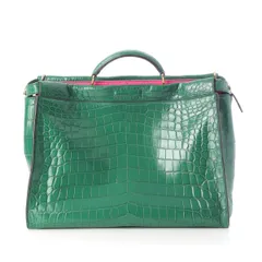 フェンディ クロコダイル オーストリッチ メイド トゥ オーダー品 ピーカブー トートバッグ エメラルドグリーン【中古】のサムネイル