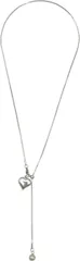 AREUM ハート ネックレス レディース メタルボール Y字 おしゃれ サイズ調整可能 2way ステンレス チェーン (シルバー,  中)