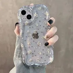 【クーポン配布中】iPhoneケース 小花柄 ぷっくり なみなみ かわいい おしゃれ 透明 シンプル クリアケース スマホケース スマホカバー 耐衝撃  iPhone 13 14 15 16