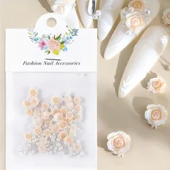 Liberte555 ネイルパーツ ネイルシール 薔薇 バラ 花 可愛い 花輪 装飾 ガーランド (シャンパン)