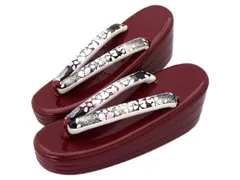 着物美人 送料込み 草履 厚底 ハイヒール 単品 振袖草履 訪問着草履 振袖 訪問着 色無地 成人式 結婚式 入学式 卒業式 お宮参り 草履赤 厚底草履 ハイヒール草履 大人 女性 M 22.5-23.5 【 エンジ 桜 】m363401