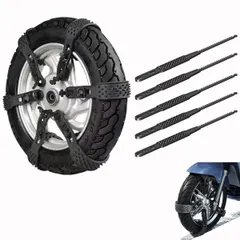 新品 タイヤチェーン 非金属 電気車 スノーチェーン 雪チェーン オートバイ用 ジャッキアップ不要 広く厚くする ナイロン素材 滑り止めチェーン 簡単装着 悪路 雪道 滑り止め 事故防止 (5本セット)