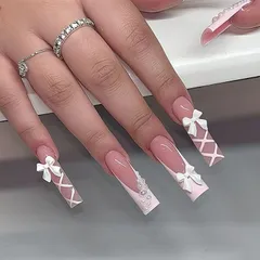 Liberte555 ネイルチップ ギャル 子供 ロング 付け爪 長い 地雷系 明日届く 黒 可愛い キラキラ シール コギャル グッズ (ギャルマルチカラー16,  エクストラロング)