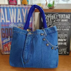 24★USEDデニムリメイク★トートバッグ★サブバッグ★ランチバッグ★アンティークボタン★