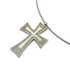FolliFollie(フォリフォリ) ネックレス美品  - シルバー×クリア クロス(十字架)