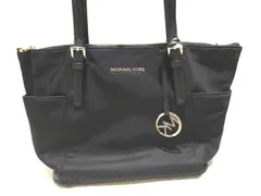 MICHAEL KORS マイケルコース トートバッグ ◇ ブラック ナイロン × レザー ゴールド金具 レディース チャーム ハンドバッグ 肩掛 ▼7J