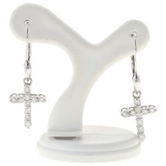 K14WG ピアス ダイヤモンド0.25ct./0.25ct. クロスモチーフ【中古】 A  