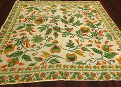 インド綿100% 花柄の布もの 薄黄色ベース 一点限定【スモールマルチカバー X】