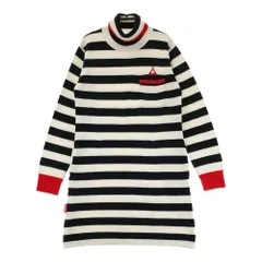 サイズ：M LE COQ GOLF ルコックゴルフ  タートルネック 長袖ニットワンピース ボーダー柄 ホワイト系 [240101545630] ゴルフウェア レディース ストスト