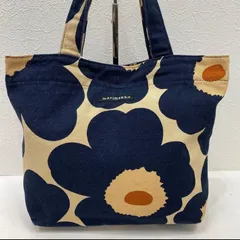 4536 marimekko マリメッコ　ハンドバッグ　トートバッグ  ウニッコ　ネイビー　ベージュ　レディース　キャンバス　カジュアル　シンプル　きれいめ　北欧 花柄　 KORI UNIKKO CUST