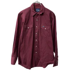 Wrangler 長袖 ウエスタンシャツ XL～ ワインレッド ラングラー スナップボタン 胸ポケット 長袖シャツ トップス 春物 a710-6977