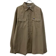Wrangler 長袖 無地シャツ XL ブラウン ラングラー スナップボタン ボタンダウン 胸ポケット ウエスタンシャツ 無地 春物 a710-7015のサムネイル