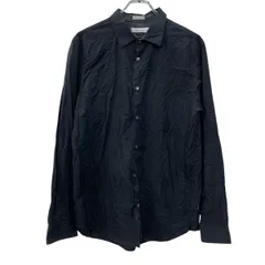 Calvin Klein 長袖 無地シャツ M ブラック カルバンクライ ボタン コットン100% 無地 シンプル シンプルシャツ 春物 a710-7020