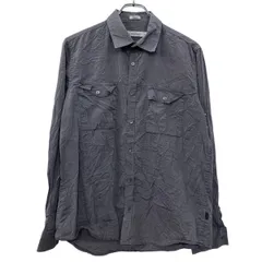 Calvin Klein 長袖 無地シャツ M ダークグレー カルバンクライ ボタン 胸ポケット コットン100% シンプルシャツ 無地 春物 a710-7030のサムネイル