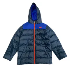 NIKE ダウンジャケット ネイビー×ブルー 切り替えフード付 キッズ160相当