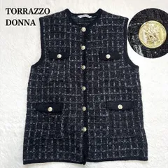 TORRAZZO DONNA トラッツォドンナ　トラッゾドンナ  ニットツイードベスト 金ボタン　フリーサイズ ポケット　卒業式　入学式　オフィス