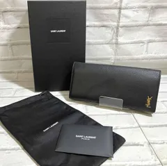 AI鑑定済 / Saint Laurent / サンローラン / 長財布 / タイニーモノグラム / 635542 / カーフレザー / ブラック / 箱、袋付き