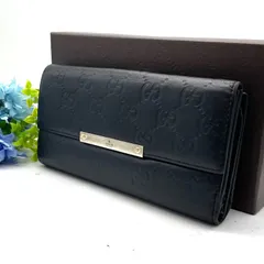 グッチ 長財布 2つ折り Wホック シマレザー GG 黒 FX323