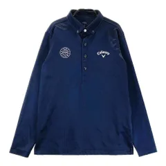 サイズ：M CALLAWAY キャロウェイ  長袖ポロシャツ 裏微起毛 千鳥柄 ネイビー系 [240101548952] ゴルフウェア メンズ ストスト