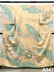 訪問着 金駒 金彩 四季の花々 正絹 ガード加工済 A047