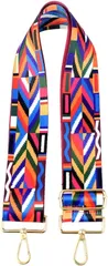 HSE金丸商店 ショルダーストラップ 刺繍 幅広 花柄 ボヘミアン チェック レオパード (レインボー カラーペイント,  幅5cm)