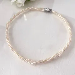 428【タサキ】シルバー　パール　約2.7-2.9mm 3連　ネックレス