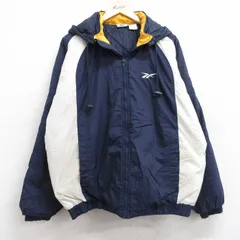 XL/古着 リーボック 長袖 ナイロン ジャケット パーカー メンズ 00s ワンポイントロゴ ラグラン 紺他 ネイビー 内側キルティング 25nov01 