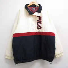 XL/古着 フィラ FILA 長袖 ナイロン ハーフジップ ジャケット メンズ 00s ビッグロゴ ラグラン マルチカラー 大きいサイズ ロング丈 白他 