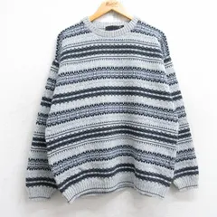 L/古着 長袖 セーター メンズ 90s 総柄 クルーネック グレー他 25nov01 中古 ニット トップス