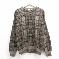 L/古着 長袖 セーター メンズ 90s クルーネック こげ茶他 ブラウン 25nov01 中古 ニット トップス