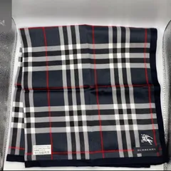3812　BURBERRY バーバリー　ハンカチ　タオル　ハンカチタオル　ブラック系　黒系　ノバチェック　刺繍