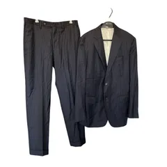 RE318 BARNEYS NEWYORK バーニーズニューヨーク  BARNEYS ニューヨーク MADE IN ITALY  WOOL セットアップ　カジュアルスーツ　おしゃれ ビジネス メンズ ネイビー ストライプ 48