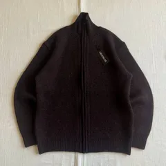 ～00s　archive　アーカイブ　モヘア56％含有　モヘヤ　襟付き　ハイネックカーディガン　フルジップアップ　ドライバーズニット　ブラウン　毛足長め　ハイゲージ編　Y2K　C-BOY　グランジ　brown color mohair drivers knit