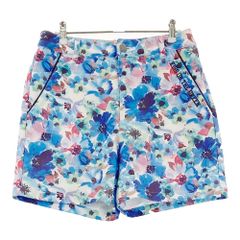 レオナール ワイドパンツ 花柄 ボーダー 春夏 コットン ネイビー M相当