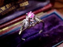 昭和初期 千本透かし（パビリオン透かし）アメジスト プラチナリング