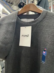 残り1点‼️STEER steer ステア⚫︎長袖　おじさん　ワンポイント　刺繍　ニット　セーター　ナチュラル　チャコール　M L