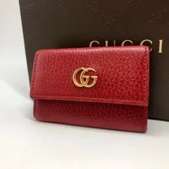 グッチ 6連キーケース GGマーモント 赤 革 鍵フック FX552