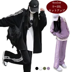ジャージ レディース 上下セット 送料無料 全4色 S-2XL スポーツウェア 春 秋 カジュアル おしゃれ シンプル ゆったり 大きいサイズ 長袖 ジャケット パンツ 2点セット サイドライン ジッ#lj3060